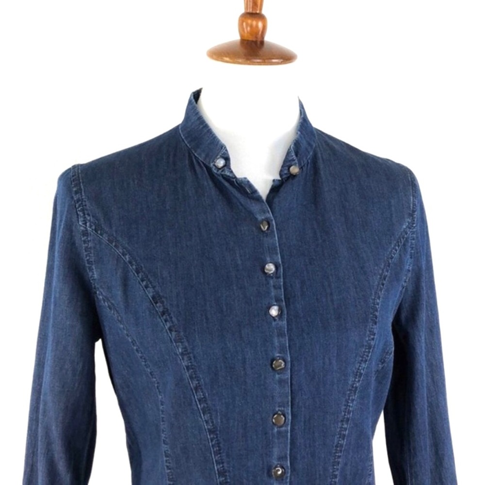 Pendeleton Denim Button Front Mandarin Collar Top - image 2
